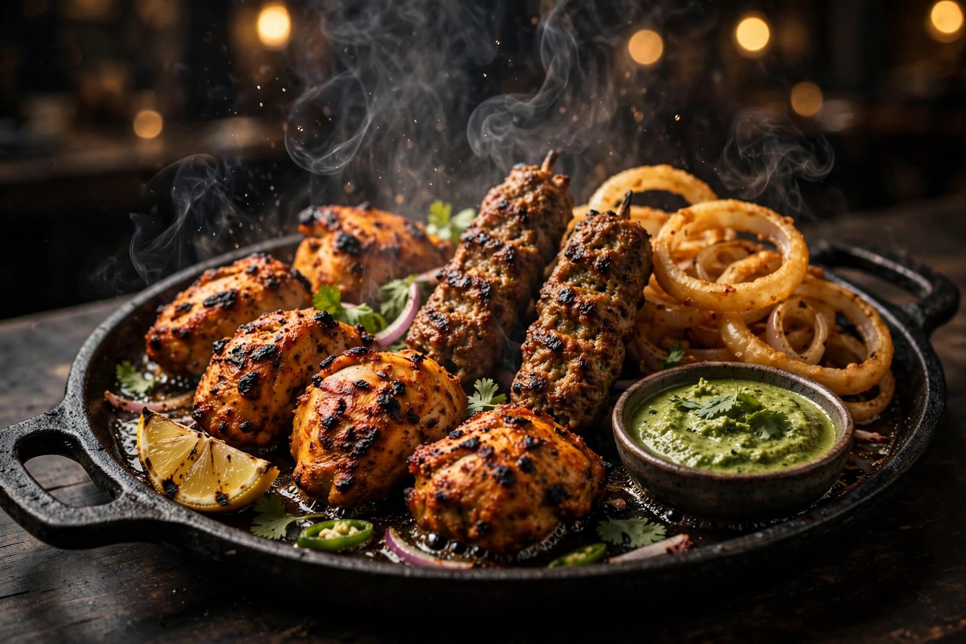A sizzling dish ready to order